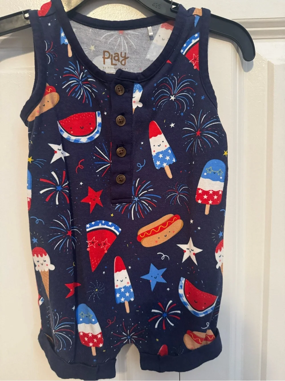Little Sleepies Navy Red White & Blue Fireworks Americana One-Piece